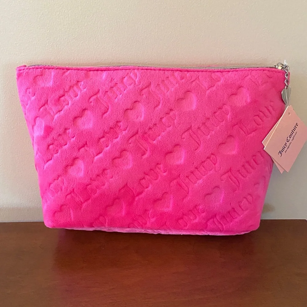 Juicy Couture Hot Pink Embossed Clutch Cosmetics Bag NWT